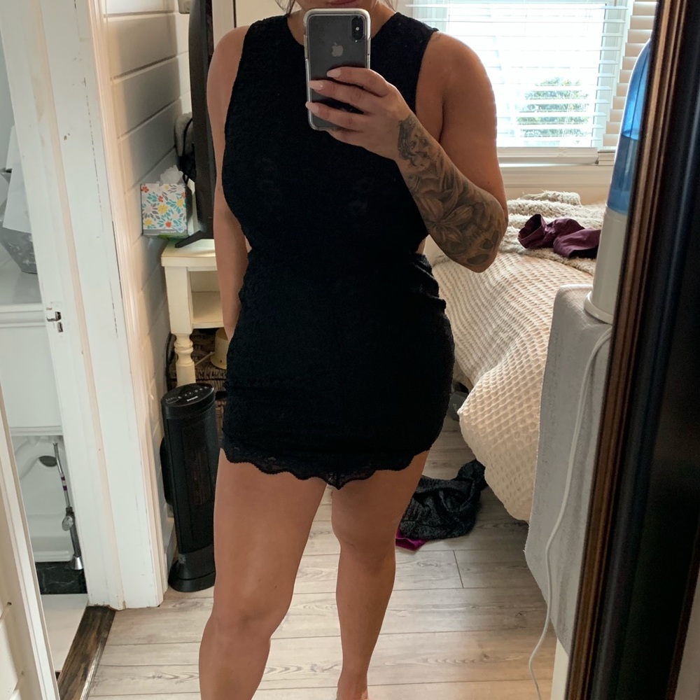 Free people black lace beach coverup